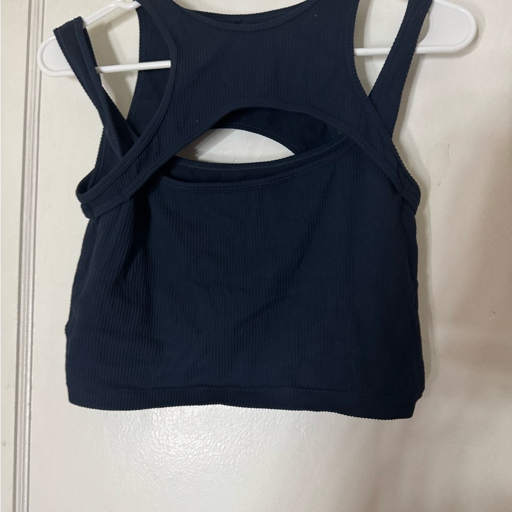 GARAGE Navy Blue Ribbed Tank Top